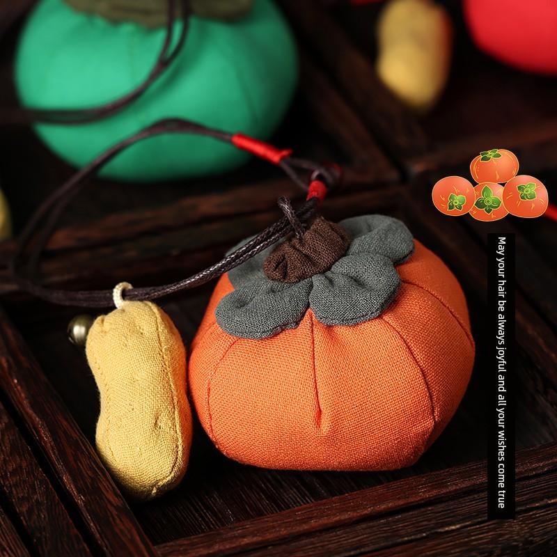 Persimmon-Shaped Incense Bag Pendant for the Dragon Boat Festival, Mugwort Mosquito Repellent Small Persimmon Sachet, Car Hanging Ornament, Chinese