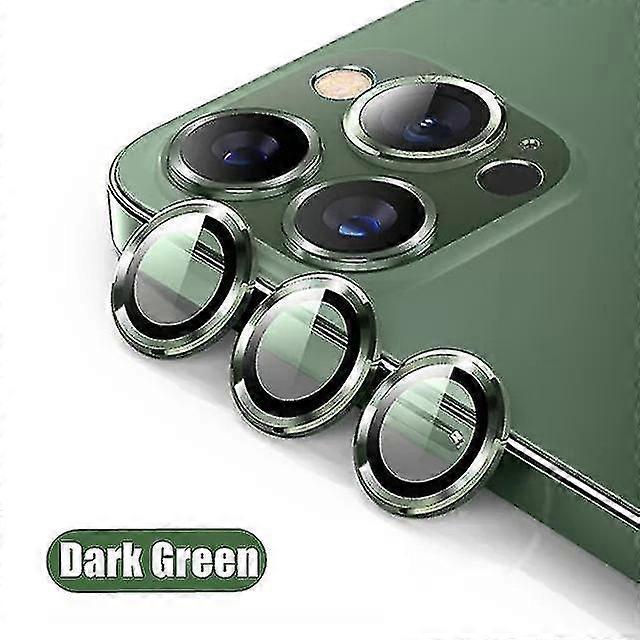 Lens For Iphone 14 13 Pro Max 12 11 Camera Lens Protector Glass Film Metal Ring Cover-13 or 13Mini (2PCS)-Dark Green