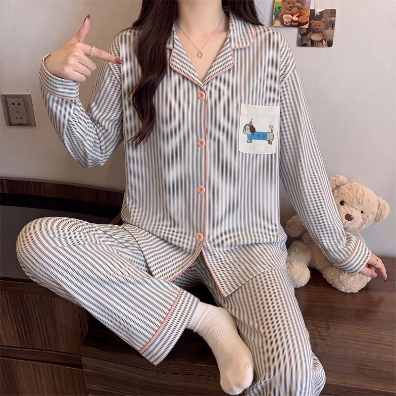 Autumn and winter new Christmas high-value imitation cotton pajamas women's loungewear long-sleeved trousers set can be worn outside