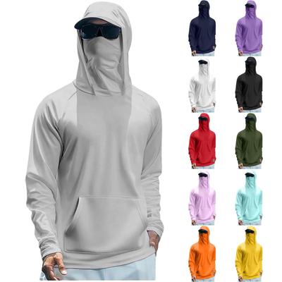Lightweight Sun Protection Hoodie Integrated Face Cover Long Sleeve Rash Guard Shirt with Hood for Outdoor Activities UV Shield