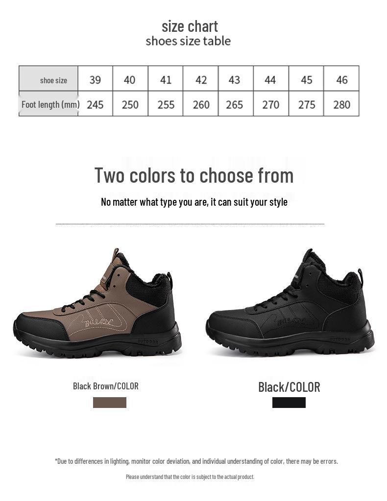 Men's Winter High-Top Thick-Soled Snow Boots - Large Size Casual Plus Velvet Warm Cotton Shoes