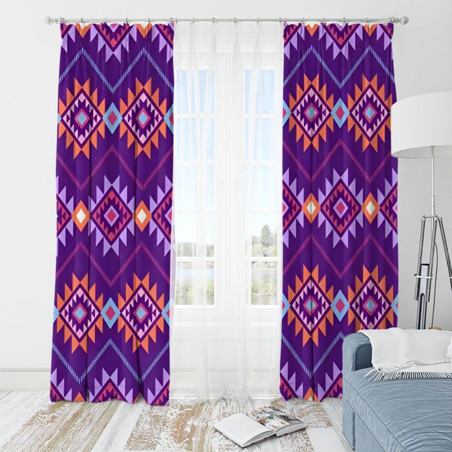 2pcs- Bohemian look purple polyester material curtains, pole bag curtains 42 * 84, bedroom, living room, family space decoration