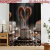 2D Flat Printing 2pcs Curtain Curtains Valentine Coffee Heart Digital Printed Polyester Drapes Party Decorations for Holiday