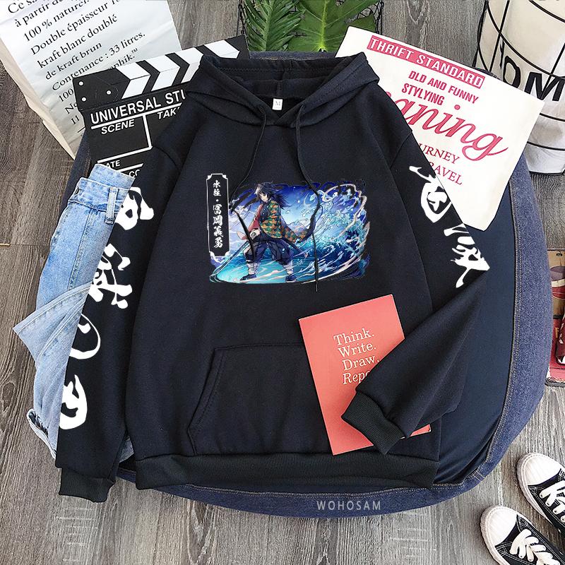 Tomioka Giyuu Demon Slayer Anime Hanorac Pulovere Bărbați Japonia Manga Amuzant Băieți Imprimeu Grafic Iarnă Păstrează Cald Străzi Hanorace