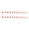 French Almond Heart 24-Piece Nail Stickers: Elegant & Simple Design