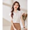Blouse Courte à Manches Courtes en Mousseline pour Femme