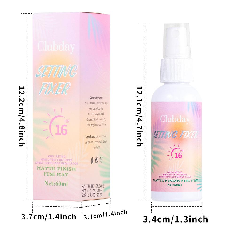 Clubday Langanhaltende Ölkontrolle zartes wasserfestes Fixierspray matt klar feuchtigkeitsspendendes Sprühwasser