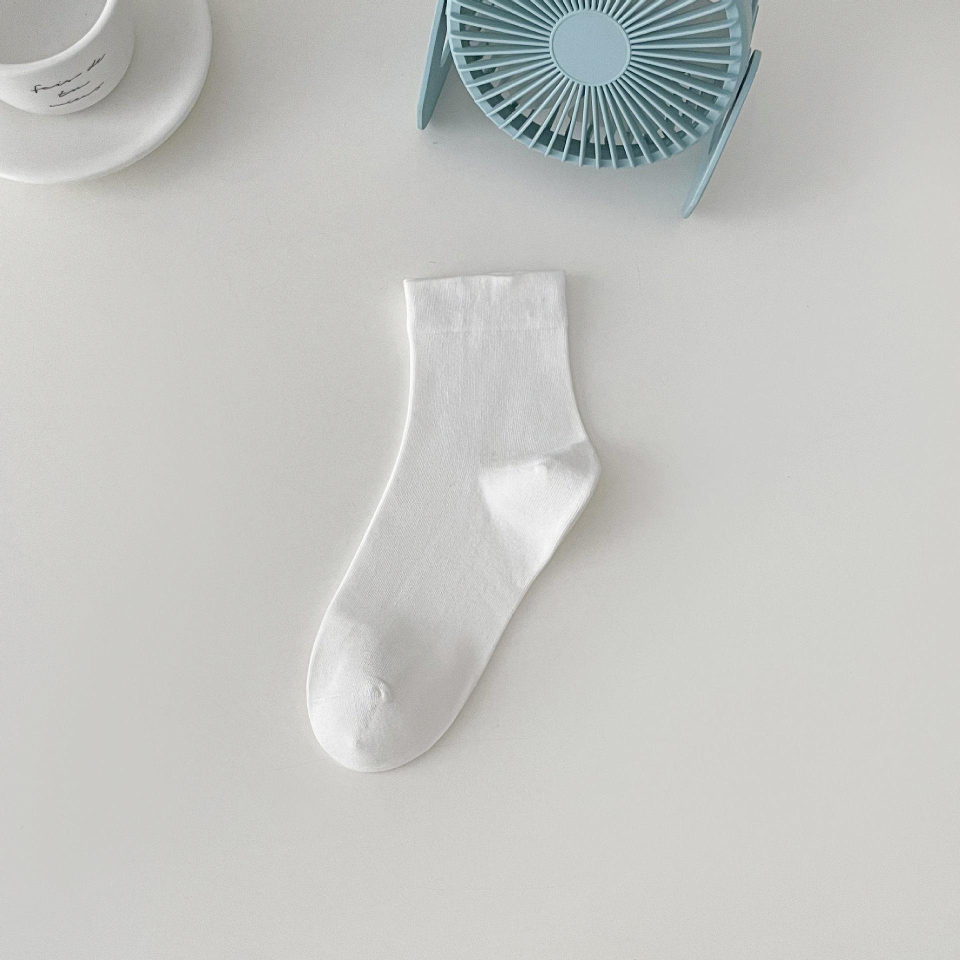 

Boneless Socks, Socks, Summer Thin Cotton Socks, Solid Color, Sweat-Wicking, Breathable, Black And White, Summer Confinement Socks чистий білий колір