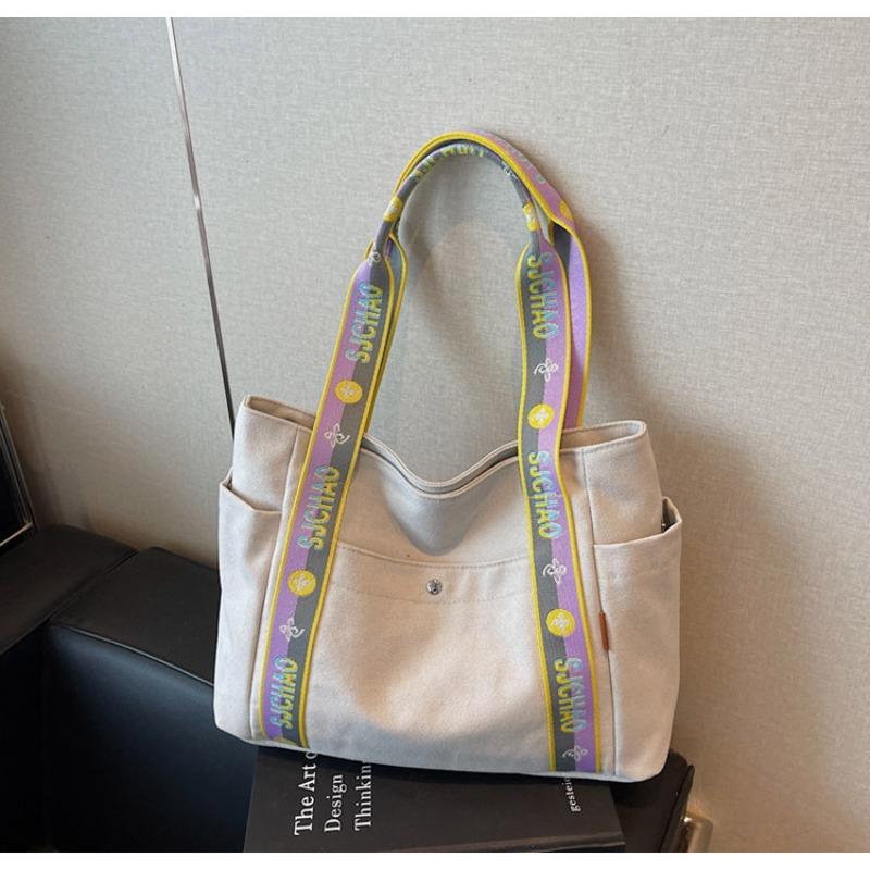 Canvas Bag Women's Large-capacity New Summer Versatile Leisure Shoulder Shopping Bag College Student Tote Bag