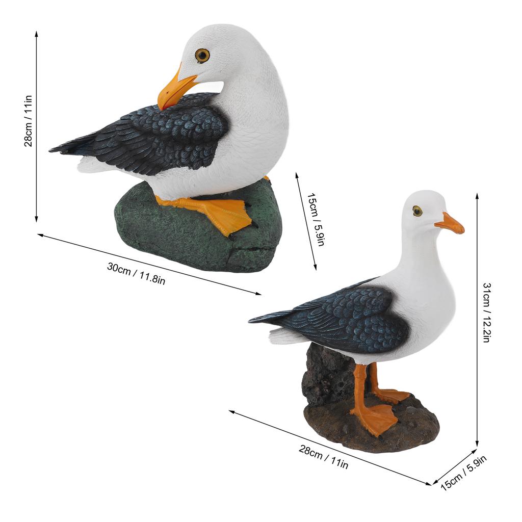 Resin Seagull Statue Sea Bird Figurine Mediterranean Style Decoration For Home Study Rooms Landscape Office Balconies Ornaments