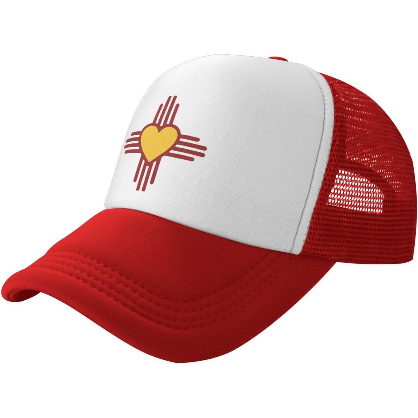 Zia Heart New Mexico Symbol Trucker Hat Mesh Baseball Snapback Cap for Unisex Outdoors XS（old）