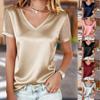 Summer Fashion Versatile Women's V-neck Short Sleeve T-shirt Mesh Flocked Casual Top For European And American Women