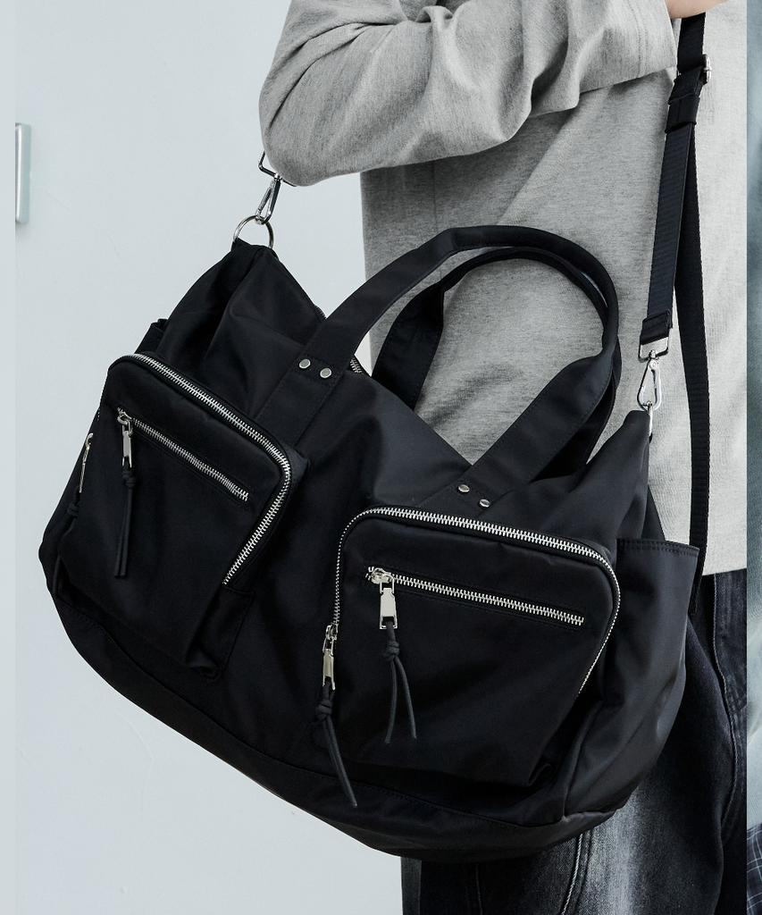 Maison Mined Two Pocket Boston Bag Black