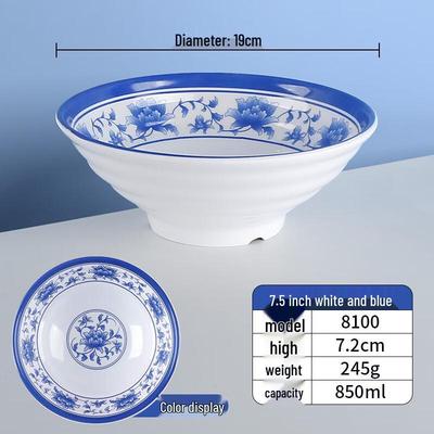 Chinesische blau-weiße Melamin-Nudelschüssel