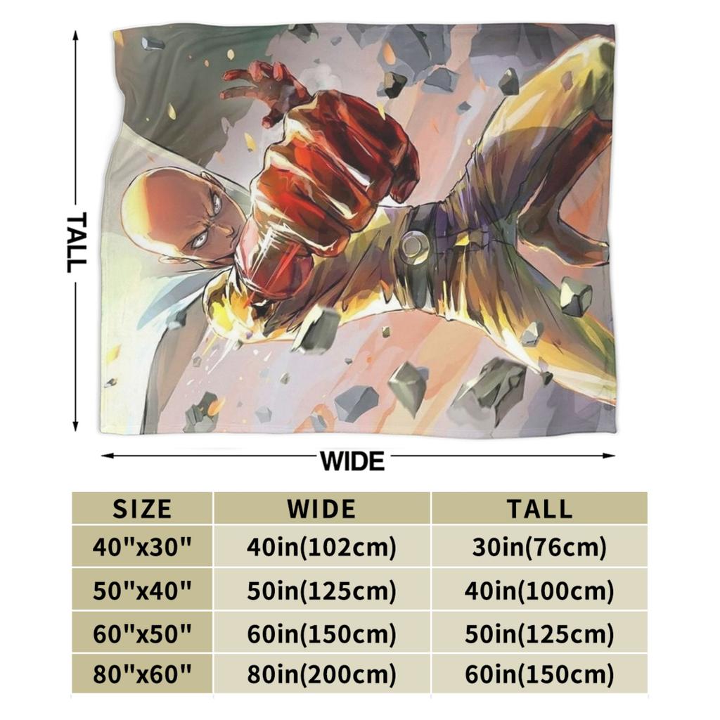 Anime One Punch Man Fleece Throw Blanket Saitama Cartoon Blankets for Home Office Lightweight Bedding Throws,