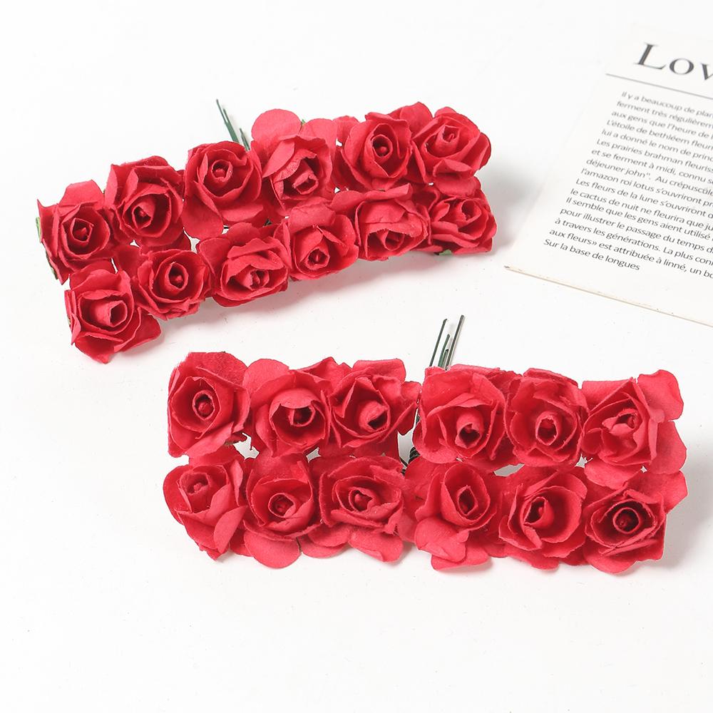 144Pcs Artificial Rose Bouquets Paper Fake Flowers Home Room Decor Wedding Decoration Christmas Navidad 2025 New Year DIY Wreath