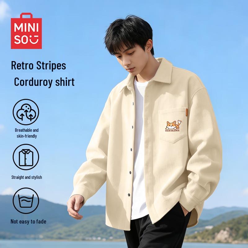 MINISO Men s Corduroy Lapel Shirt 2XL