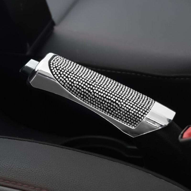 Elegant Sophisticated Modern White Stylish Bling Handbrake Sleeve Cover for Car Interiors Easy to Install Slip Resistant