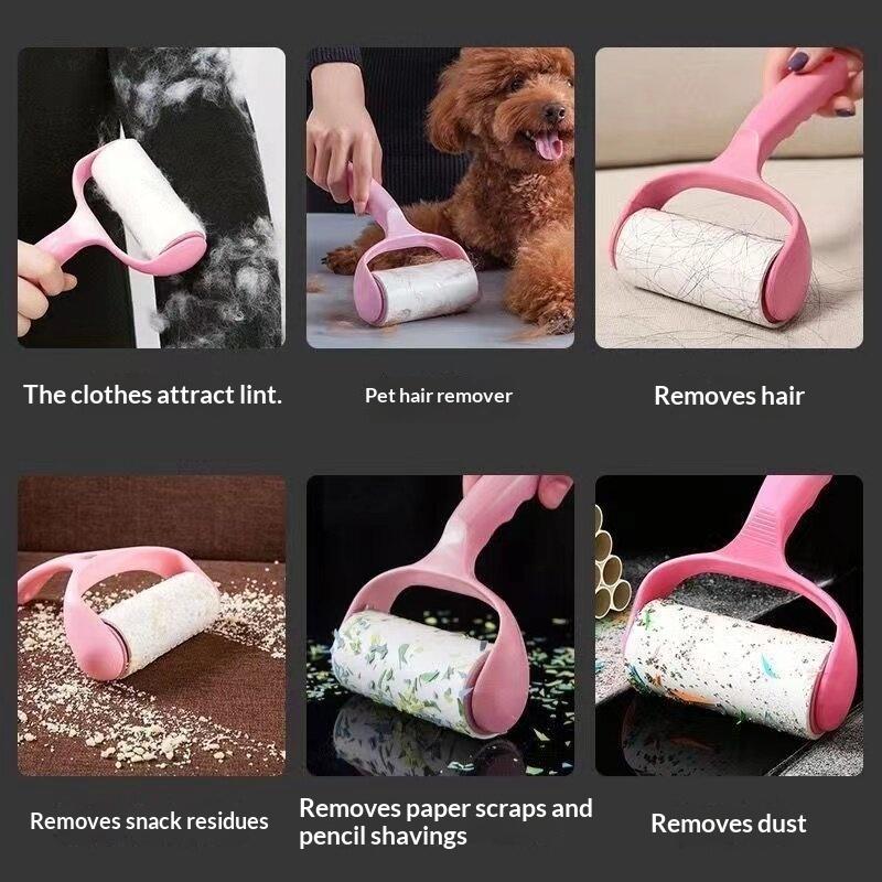 1 Set Sticky Pet Hair Remover With Refills Lint Remover Roller For Clothes Furniture Carpet Cleaning Handheld Tissue Roll Brush