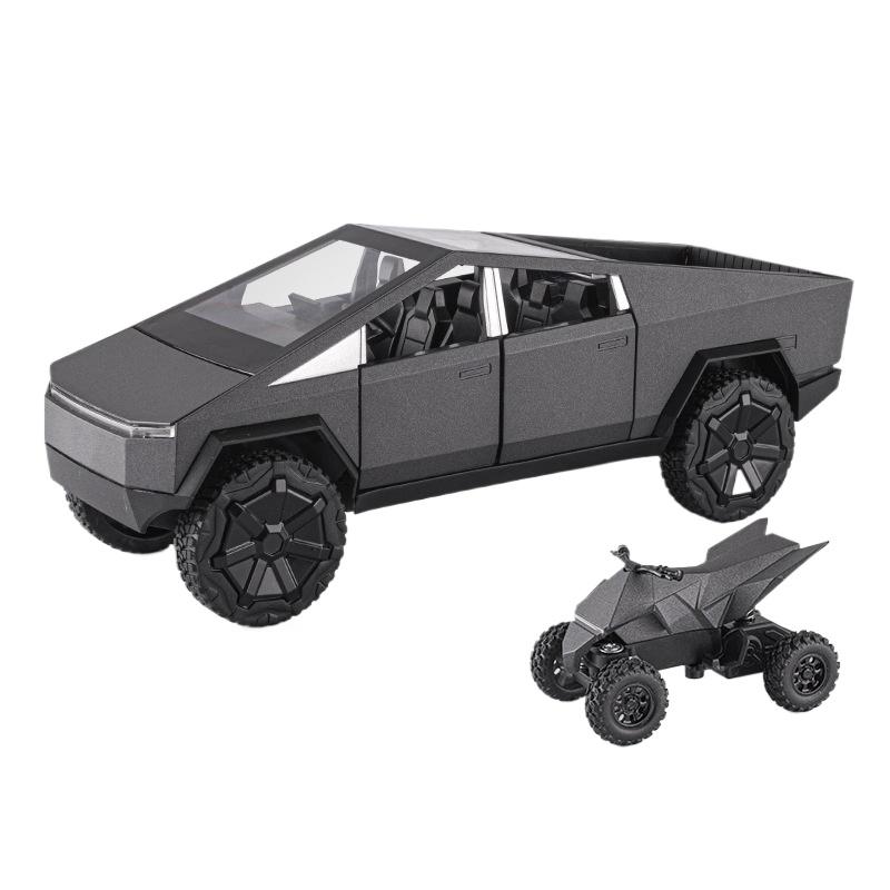 1/24 Tesla Cybertruck Пикап, модель автомобиля из сплава, литье под давлением, металлическая игрушка, внедорожник, модель автомобиля, имитация звука и света, подарок для детей