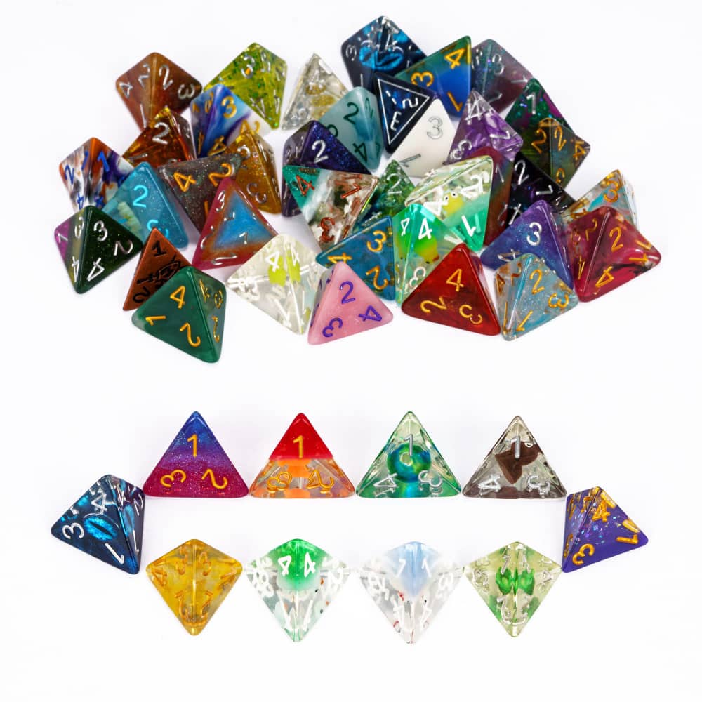 Bulk 10Pcs/Set DND Dice Random Color D4 D6 D8 D10 D% D12 D20 Resin Polyhedral Dice Set for D&D Role Playing Board Games TRPG
