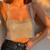 Top corto con strass scintillanti per feste 2022 Top corto senza spalline alla moda con diamanti pieni di paillettes Cami Top corto per le donne