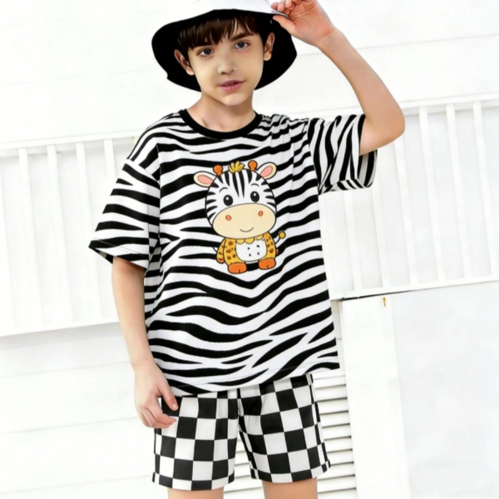 Fashion Zebra Color 67 Printed Summer Men's T-shirt and Shorts 2 Piece Set Summer Casual Outfit for Men's and Women's Clothing