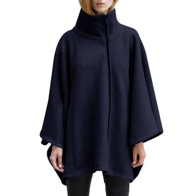 Women's Autumn and Winter Cape Zipper Faux Wool Shawl Cape Coat for Women