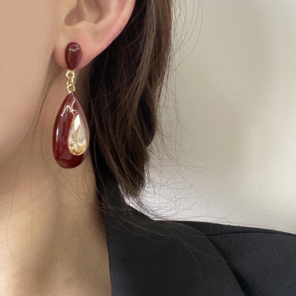 

Винтажные серьги-капли со стразами в гонконгском стиле – Универсальный нишевый дизайн премиум-класса красный