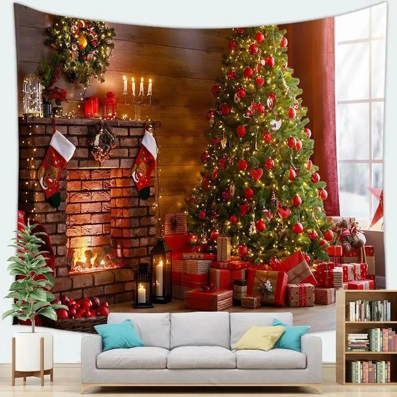 Рождественская тема Гобелен Спальня Гостиная Домашнее Рождественское Украшение 100x75cm — фото 8