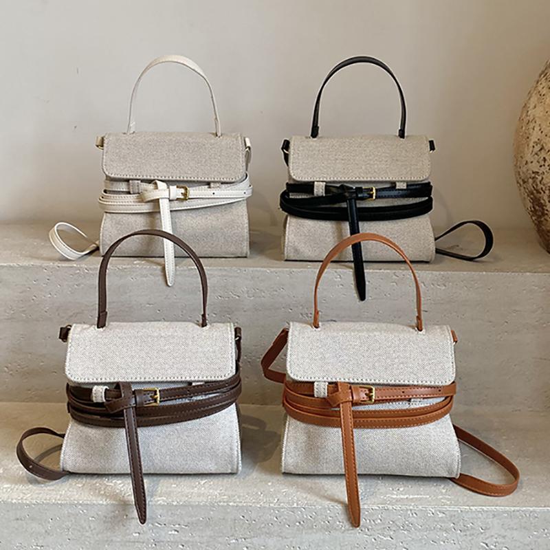 Large Capacity Lady Flap Handbag Fashion Vintage Korean Style Strap Shoulder Bag Cloth Niche Design Retro Bucket Bag Autumn