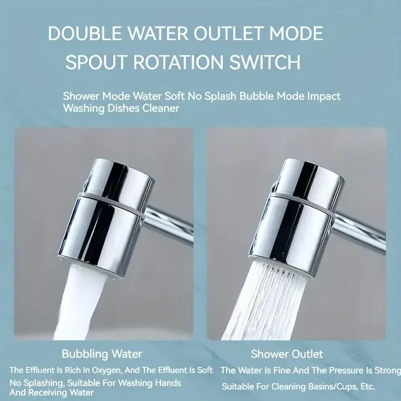 108° Rotating Faucet-Extender Universal Kitchen Faucet Extend 2 Mode Splash Filter Extension Multifunctional Stainless Steel