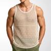 Men's Sleeveless Tank Tops Knitted Hollow Out Crochet T-Shirts Muscle Summer Vacation Beach Shirts Casual Athletic Muscle Pullover Vest Top for Male