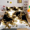 Gold Duvet Cover Gold Pattern 3D Luxury Printed Quilt Cover King Size Bed Suitable for Teens Adults Polyester Bedding Set