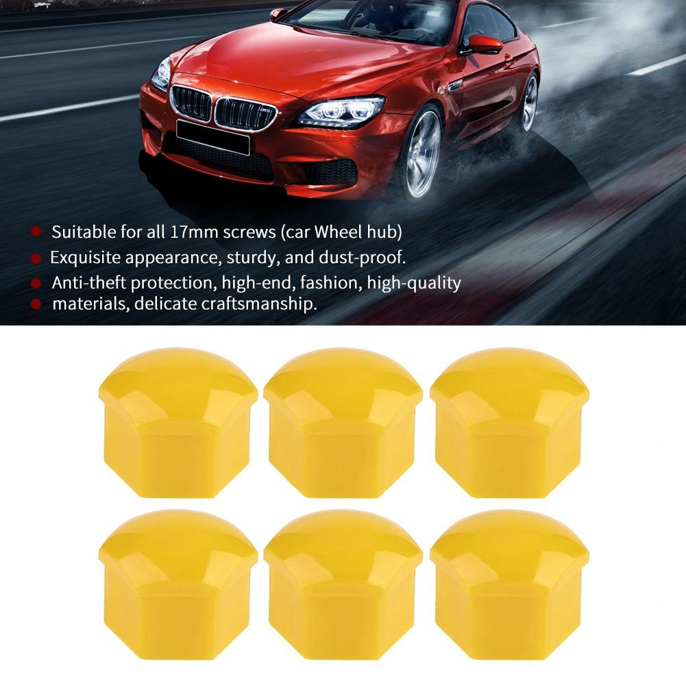 20pcs 17mm Nut Car Wheel Auto Hub Screw Protection Anti Theft Cover Cap Yellow