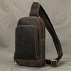 Crazy Horse Leather Chest Bag for Men's Casual Diagonal Cross Bag, Cowhide Simple Shoulder Bag, Commuting Outdoor Bag