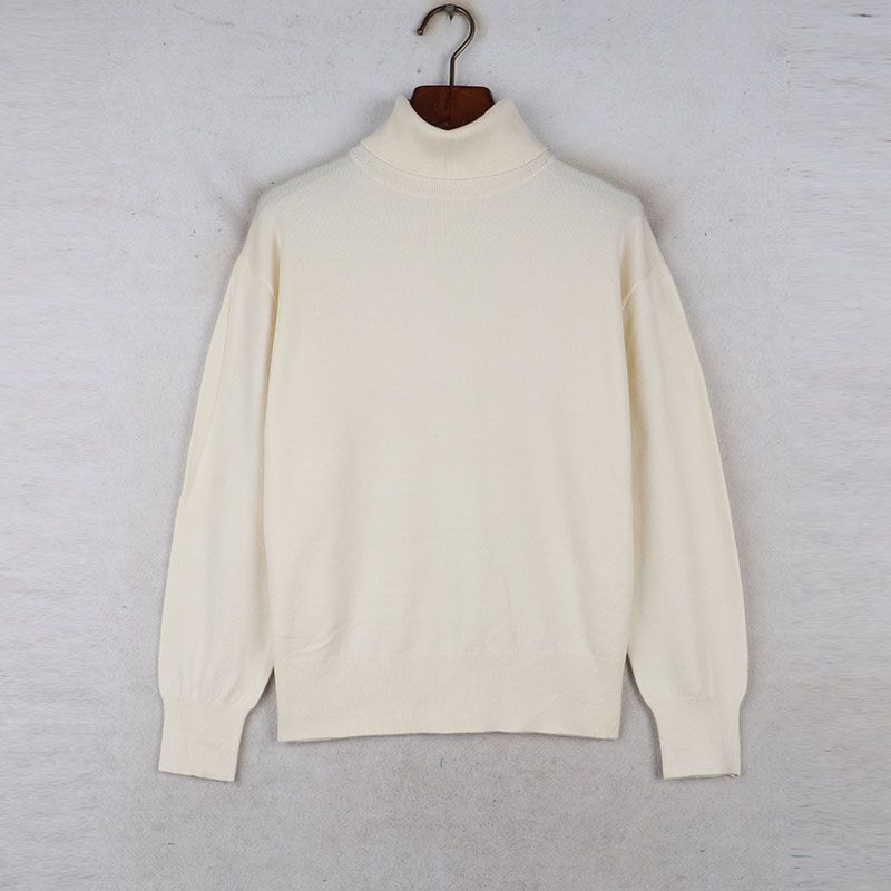 

Sunshine House Autumn and Winter Export Japanese Single Women s Clothing Turtleneck Long Sleeves Beaded Pullover Sweater Plus Size Base Knitwear White Bust size 104-114