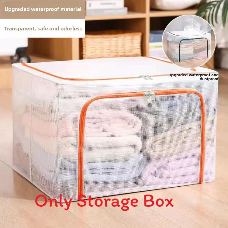 Foldable Steel Frame Storage Bin With Clear Pvc For Bedroom Organizing And Clothes