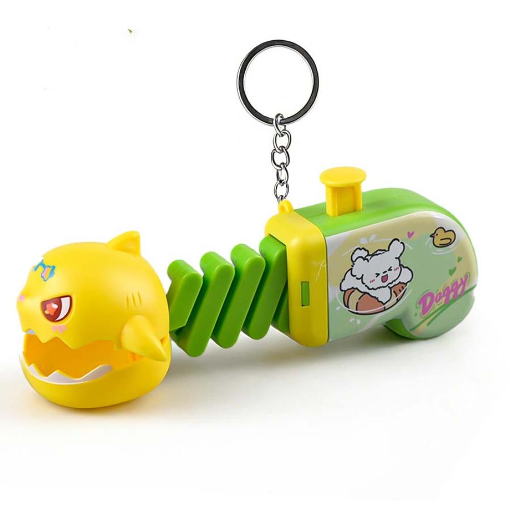 Biting Action Retractable Shark Clip Keychain Spring Mechanical Biting Prank Toy  Office Toys зелёный