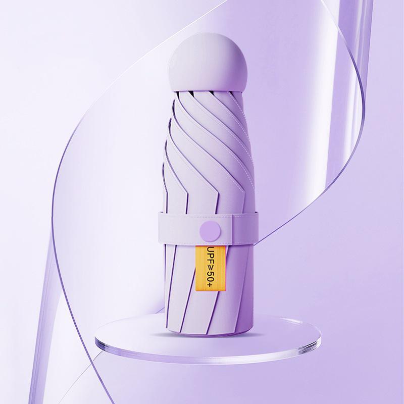 Black Plastic 50% Fold Ultra-Light Pocket Umbrella - Portable, Mini, for Sun/Rain