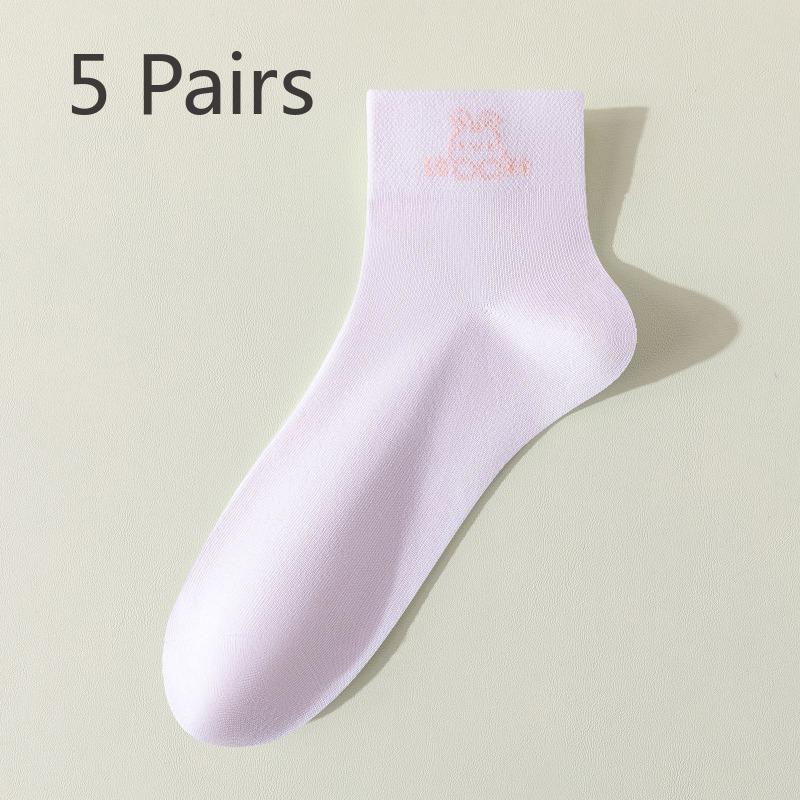 5 Paar Dünne Atmungsaktive Schweißabsorbierende 7A Antibakterielle Geruchshemmende Reine Baumwolle Röhrensocken für Damen, Frühling und Sommer