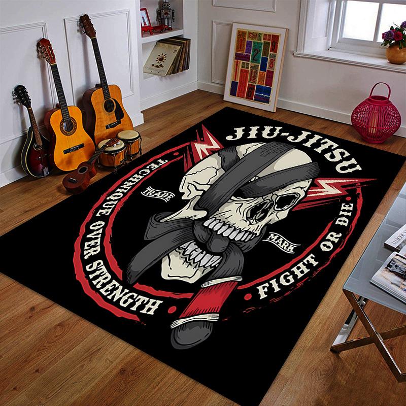 Skull Jiu-Jitsu Fight Design Patterned carpet a non slip rug suitable for all seasons and any setting, gift