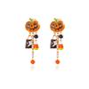 Orecchini Pendenti Asimmetrici Festivi a Zucca Comodo Accessorio per le Feste Perfetto per le Riunioni di Halloween