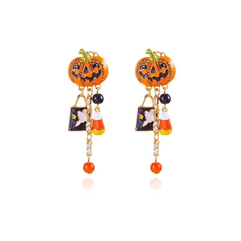 Orecchini Pendenti Asimmetrici Festivi a Zucca Comodo Accessorio per le Feste Perfetto per le Riunioni di Halloween