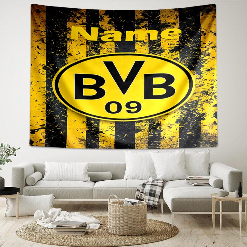 Benutzerdefinierte Name BVB Druck Wandteppich, Hintergrund, Einfache Montage, Ideal für Schlafzimmer, Büro & Wohnzimmer, mit Ästhetischer Wanddekoration.