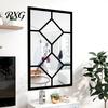Boho Style Wall Mirror Stickers Arched Window Decor, Wooden Frame Acrylic Fake Mirror, Modern Art Self-Adhesive Windowpane Sticker for Living