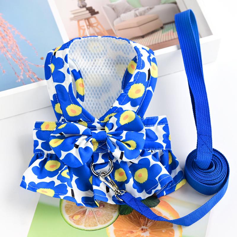 Pet Chihuahua Pomeranian Small Dog Dog Clothes Princess Dress Chest Strap Traction Rope Spring Summer