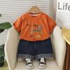 Boys' Summer Outfit Thin Cartoon Children's Short Sleeved Set Summer T-shirt+shorts Two-piece Set