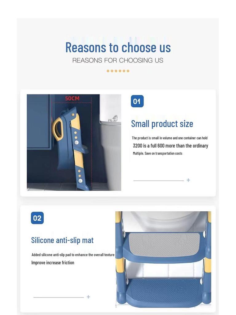 Foldable Children's Potty Training Ladder with Handrails - Step Stool for Boys and Girls