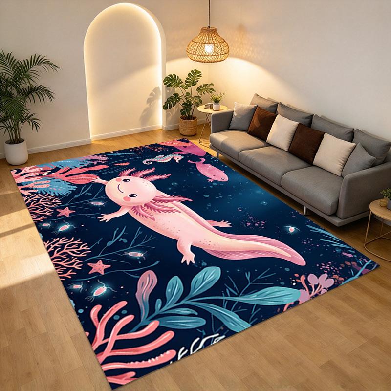 Axolotl Ozean Wohnzimmer Rutschfester Bereichsteppich Weicher Teppich für Schlafzimmer Spielzimmer Sofa Büro Heimdekoration Fußmatte Weihnachtsgeschenk C92929